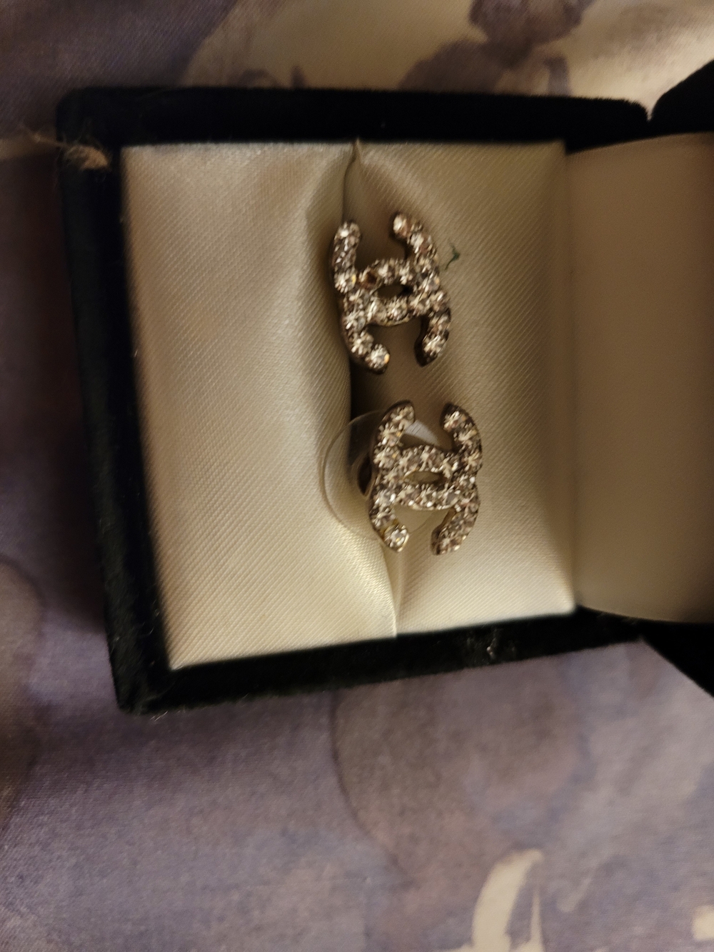 Crystal Logo Stud Earrings in Silver-Tone - Picture 2 of 2